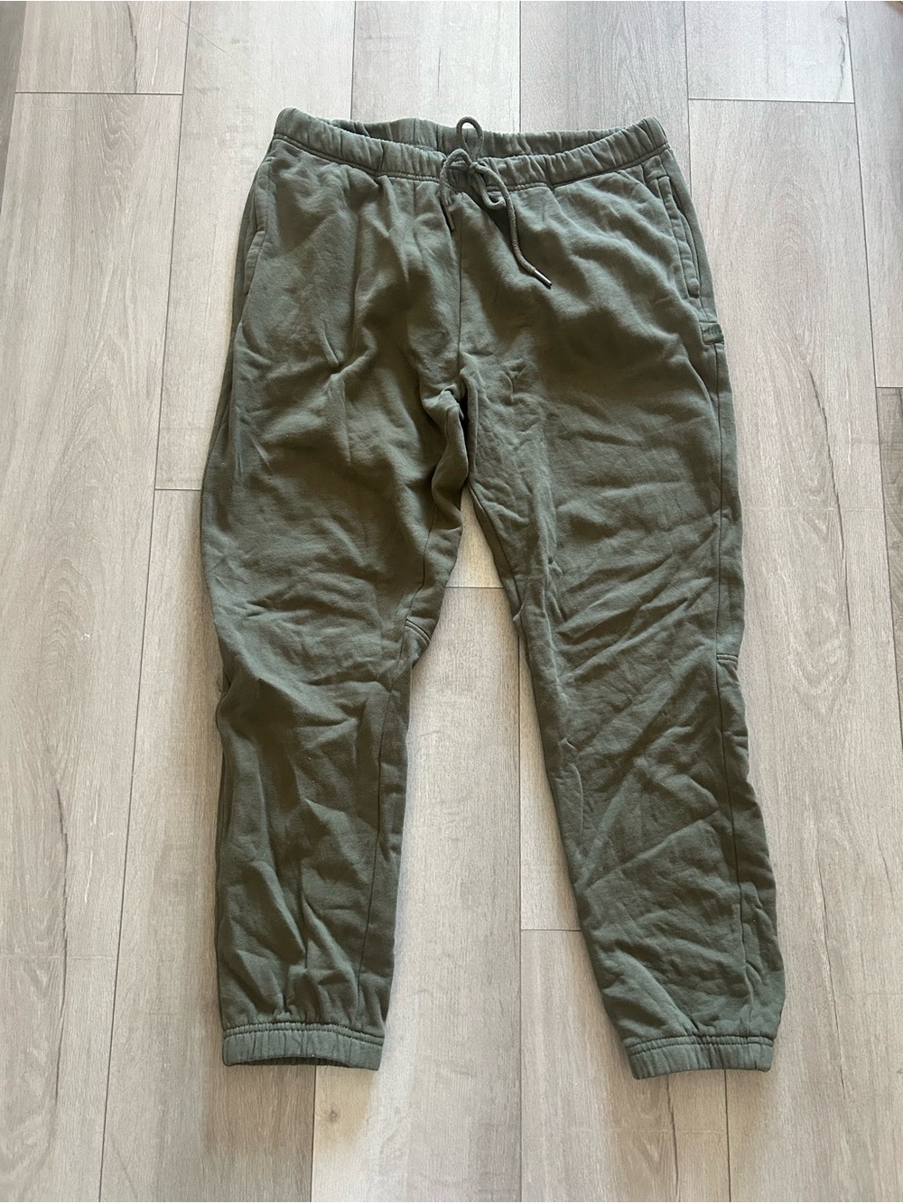 Men's Olive Green Jogger Pants - Casual Drawstring Sweatpants 100% Cotton size L